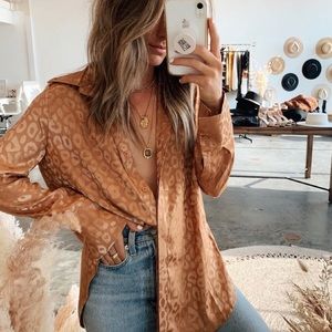 12 tribe gold rush gold leopard blouse